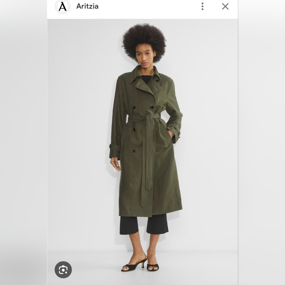 SOLD ELSEWHERE Aritzia Olive Organic Cotton Double-Breasted Trench Coat